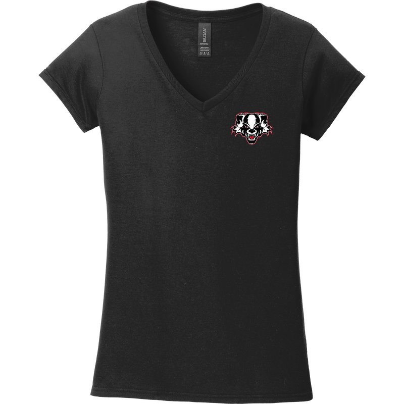 Scary Badgers Softstyle Ladies Fit V-Neck T-Shirt