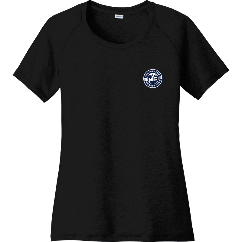 NYC Hockey Club Ladies PosiCharge Tri-Blend Wicking Scoop Neck Raglan Tee