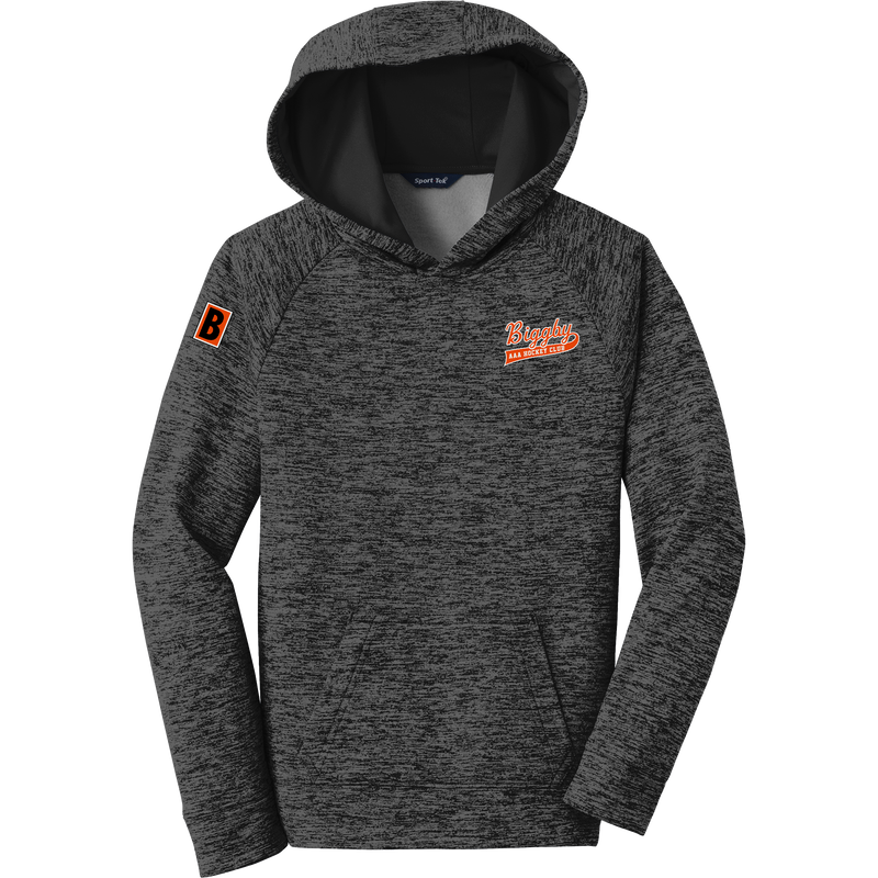 Biggby Coffee AAA Youth PosiCharge Electric Heather Fleece Hooded Pullover