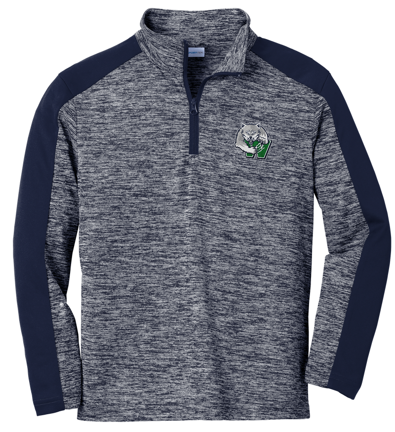 Woodbridge Wolfpack Youth PosiCharge Electric Heather Colorblock 1/4-Zip Pullover
