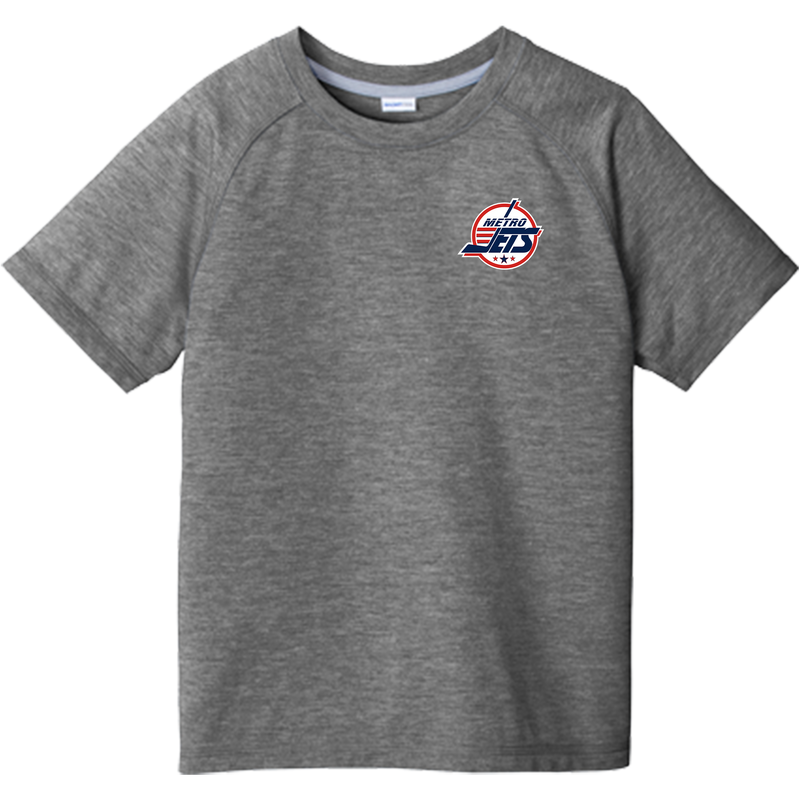 Metro Jets Youth PosiCharge Tri-Blend Wicking Raglan Tee